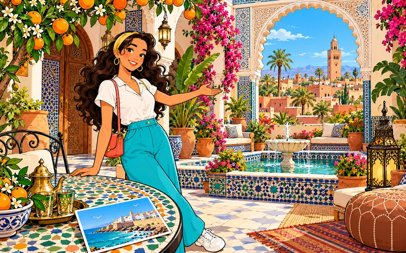 Asmaa découvre un riad et la médina de Marrakech.