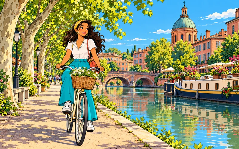 Asmaa au bord du canal dans la Ville rose.